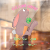 Cute bunny rabbit, zittend met wortelcartoon raamsticker (Vel 2)