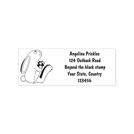 Cute bunny rabbit, zittend met wortelcartoon rubberstempel (Afrduk)