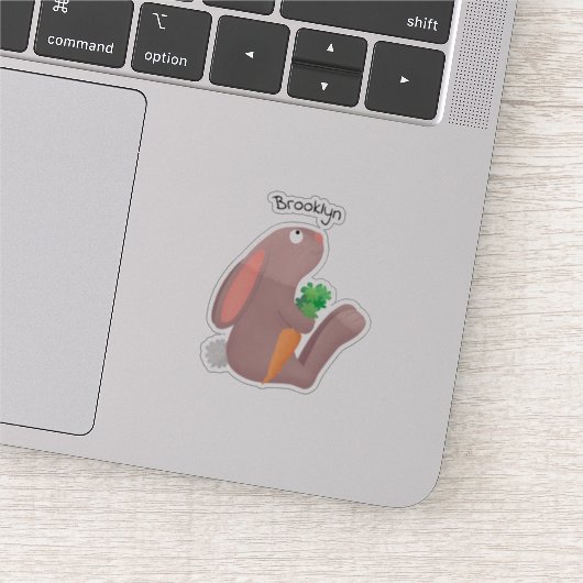 Cute bunny rabbit, zittend met wortelcartoon sticker (Detail)