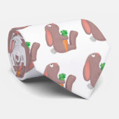 Cute bunny rabbit, zittend met wortelcartoon stropdas (Opgerold)