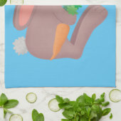 Cute bunny rabbit, zittend met wortelcartoon theedoek (Gevouwen)