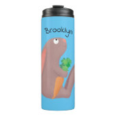 Cute bunny rabbit, zittend met wortelcartoon thermosbeker (Voorkant)