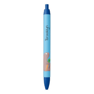 Cute bunny rabbit, zittend met wortelcartoon zwarte inkt pen