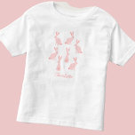 Cute Bunny Rabbits Pink Personalized Kinder Shirts<br><div class="desc">Schattige kleine roze konijnenkonijnen. Verander de naam om aan te passen.</div>