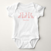 Cute Bunny Rabbits Pink Personalized Romper (Voorkant)