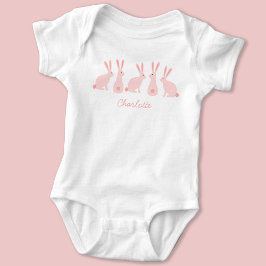 Cute Bunny Rabbits Pink Personalized Romper