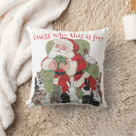 Cute Bunny Rabbits & Santa Kerstdecor Funny Kussen