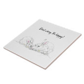 Cute Bunny Rabbits tekening|Maak je geen zorgen om Tegeltje (Zijkant)