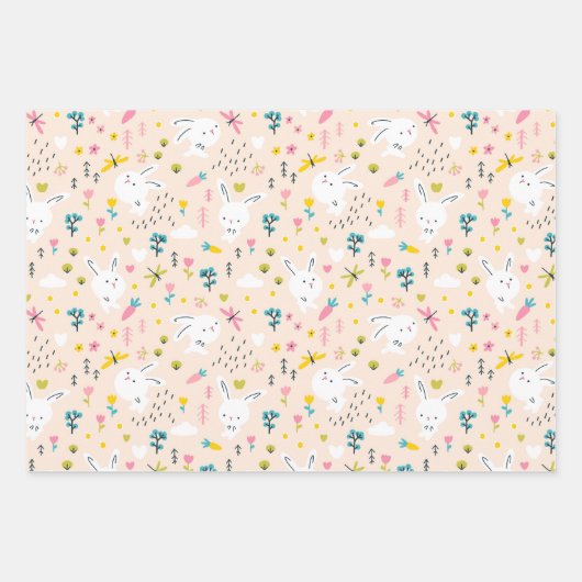 Cute Bunny Rabbits Wrapping Paper Set van 3 (Voorkant 3)