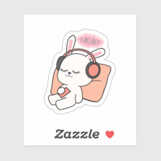 Cute Bunny “Relax” Sticker | Calm & Cozy Aesthetic