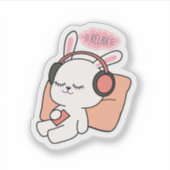Cute Bunny “Relax” Sticker | Calm & Cozy Aesthetic (Voorkant)