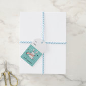 Cute bunny retro green  cadeaulabel (Met Touw)