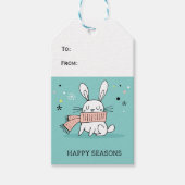 Cute bunny retro green  cadeaulabel (Voorkant)