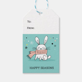 Cute bunny retro green cadeaulabel