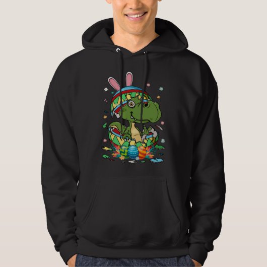 Cute Bunny Rex Dinosaur In Easter Egg Easter Day K Hoodie (Voorkant)