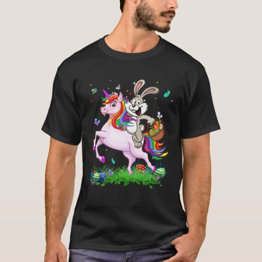 Cute Bunny Ride Unicorn Easter Eggs Easter Day Kid T-shirt (Voorkant)
