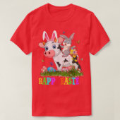 Cute Bunny Riding Koe Easter Easter Cute Rabbit Ea T-shirt (Design voorkant)