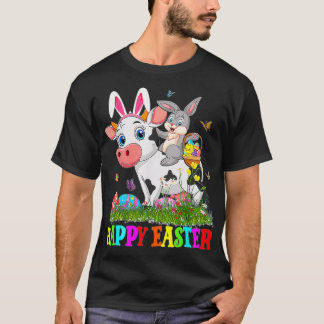 Cute Bunny Riding Koe Easter Easter Cute Rabbit Ea T-shirt