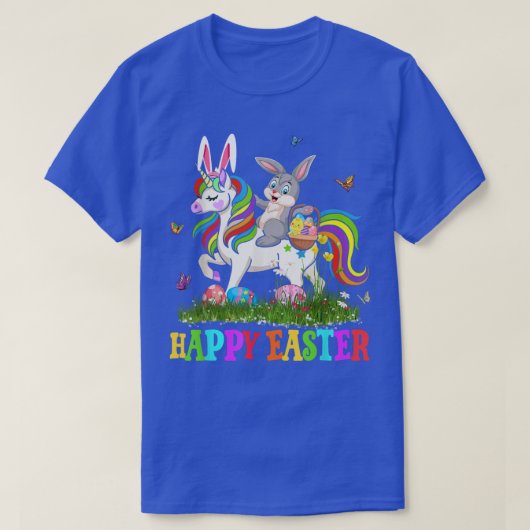Cute Bunny Riding Unicorn Easter Egg Cute Rabbit E T-shirt (Design voorkant)