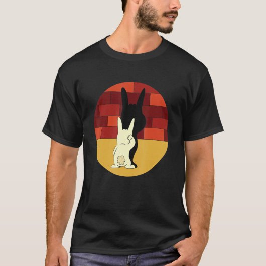 Cute Bunny Rockstar Shadow Illusion Humor T-shirt (Voorkant)