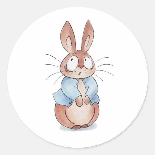 Cute bunny ronde sticker (Voorkant)