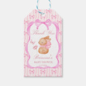 Cute Bunny roze lint rand meisjes baby shower cade Cadeaulabel (Voorkant)