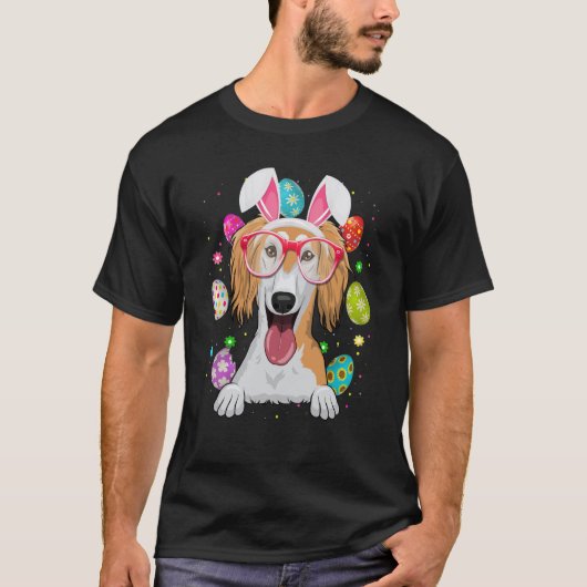 Cute Bunny Saluki Dog Face Easter Eggs Easter Day T-shirt (Voorkant)
