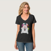 Cute Bunny Samoyed Dog Face Easter Eggs Easter Day T-shirt (Voorkant volledig)