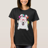 Cute Bunny Samoyed Dog Face Easter Eggs Easter Day T-shirt (Voorkant)