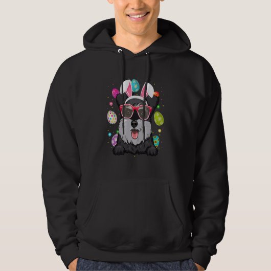 Cute Bunny Schnauzer Dog Face Easter Eggs Easter D Hoodie (Voorkant)