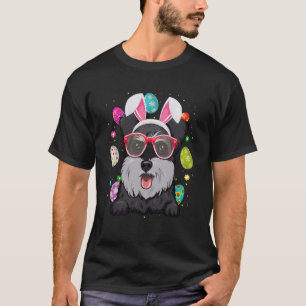 Cute Bunny Schnauzer Hondengezicht Paaseieren Pase T-shirt