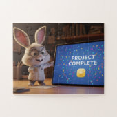 Cute Bunny Scientist Celebrating Project Complete  Legpuzzel (Horizontaal)