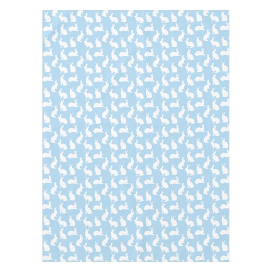 Cute Bunny Silhouettes On Blue Easter Pattern Tafelkleed (Voorkant)