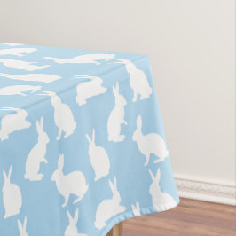 Cute Bunny Silhouettes On Blue Easter Pattern Tafelkleed