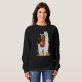 Cute Bunny Sloth Riding Llama Eggs Basket Happy Ea Trui (Voorkant volledig)
