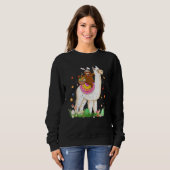Cute Bunny Sloth Riding Llama Eggs Basket Happy Ea Trui (Voorkant volledig)