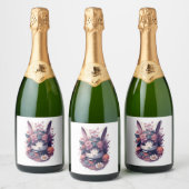 Cute Bunny Sparkling Wijnetiket (Flessen)