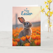 Cute Bunny Spring Bloom Card Kaart (Gele Bloem)
