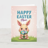 Cute Bunny Spring Bouquet Card Kaart (Voorkant)