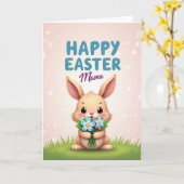 Cute Bunny Spring Bouquet Card Kaart (Gele Bloem)