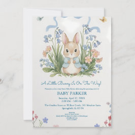 Cute Bunny Spring Floral Baby Shower Kaart
