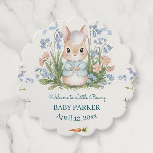 Cute Bunny Spring Floral Personalized Baby Shower  Bedankjes Labels (Voorkant)