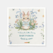 Cute Bunny Spring Floral Personalized Baby Shower  Servet (Voorkant)