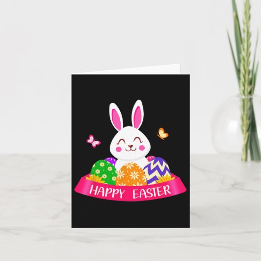 Cute Bunny Spring Hunt Eggs Rabbit Happy Easter Da Kaart (Voorkant)