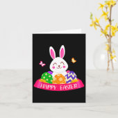 Cute Bunny Spring Hunt Eggs Rabbit Happy Easter Da Kaart (Gele Bloem)