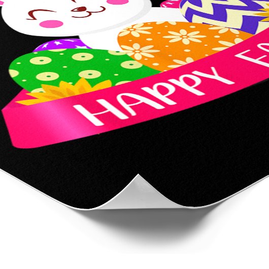 Cute Bunny Spring Hunt Eggs Rabbit Happy Easter Da Poster (Hoek)