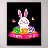 Cute Bunny Spring Hunt Eggs Rabbit Happy Easter Da Poster (Voorkant)