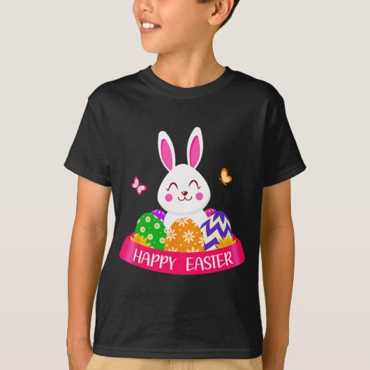 Cute Bunny Spring Hunt Eggs Rabbit Happy Easter Da T-shirt (Voorkant)