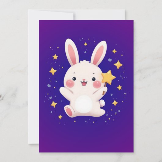 Cute Bunny Star Greeting Card Feestdagenkaart (Voorkant)