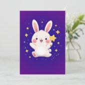 Cute Bunny Star Greeting Card Feestdagenkaart (Staand voorkant)